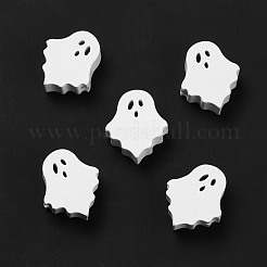 ハロウィーン スプレー塗装ウッド ビーズ  ゴースト  ホワイト  24.5x21x8mm  穴：3x2.5mm&nbsp;WOOD-C002-01