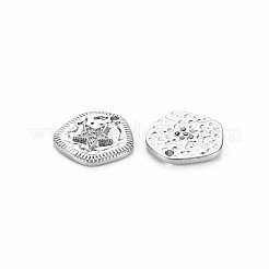 真鍮製チャーム  ニッケルフリー  星付き五角形  プラチナメッキ  12x11.5x2mm  穴：1.2mm&nbsp;KK-S356-689