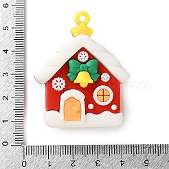 クリスマステーマのPVCプラスチックペンダント  ハウス  47.5x38.5x19mm  穴：2.8mm&nbsp;LS-FIND-I059-01C