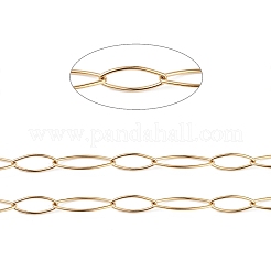 304ステンレススチールホースアイリンクチェーン  溶接されていない  スプールで  ゴールドカラー  15x6.5x1mm  20x7x1mm  約32.81フィート（10m）/ロール&nbsp;CHS-C006-09G