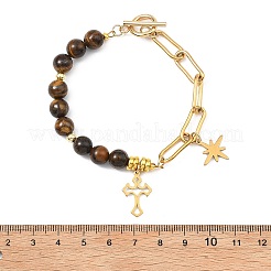 Cross & Star 304 Stainless Steel Charm Bracelets&nbsp;BJEW-JB13743-02