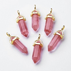 Cherry Quartz Glass Double Terminated Pointed Pendants&nbsp;G-G902-C09