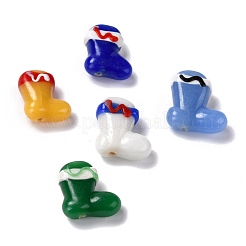 手作りランプワークビーズ連売り  クリスマスの靴下  カラフル  16.5~19x17~19x6.5~8mm  穴：1.2~1.8mm  約18個/連  12.99インチ（33cm）&nbsp;LAMP-I022-15