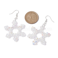 Snowflake Glass Dangle Earrings&nbsp;EJEW-TA00474