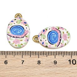 プリントされた304ステンレススチールペンダント  イオンプレーティング（ip）  楕円形のチャーム  18KGP本金メッキ  カタツムリのチャーム  23x14.5x3mm  穴：1.6mm&nbsp;SA-CBA1ED9-17G-01