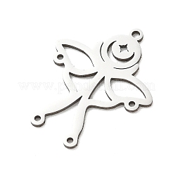 201 ステンレス シャンデリア コンポーネント リンク  三日月を伴った蝶  ステンレス鋼色  27x22x1mm  穴：1.5mm&nbsp;SA-CBA6FBD-08P