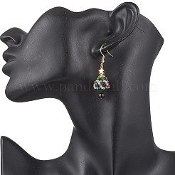 304 Stainless Steel Glass Seed Beads Christmas Tree Dangle Earrings&nbsp;EJEW-MZ00493