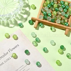 透明なすりガラスビーズ連売り100個。  ラウンド  ビーズジュエリー作り  グリーン  8mm  穴：1.3~1.6mm&nbsp;GLAA-CJ0002-04