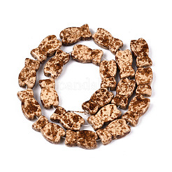 スプレープリント合成ターコイズビーズ連売り  魚  桃パフ  19~20x11x6mm  穴：1.2~1.4mm  約20個/連  14.96~15.16''（38~38.5センチメートル）&nbsp;TURQ-T004-16B