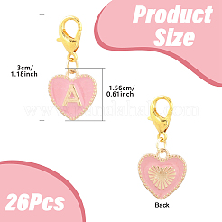 26Pcs 26 Style Alloy Enamel Heart with Letter A~Z Pattern Pendant Decorations&nbsp;HJEW-YW00180