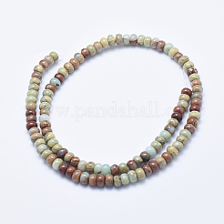 天然アクアテラジャスパービーズ連売り  印象ジャスパー  ロンデル  6~6.5x3~4mm  穴：1mm  約103個/連  38cm&nbsp;G-E444-16-6mm