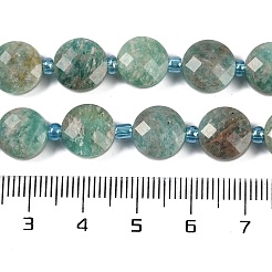 天然石アマゾナイトビーズ連売り  多面カット  フラットラウンド  シードビーズで  9.5~10x5~6mm  穴：1mm  約32~34個/連  15.75~14.96''（38~40センチメートル）&nbsp;G-B094-A18-01