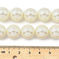 ラウンドシェルパールビーズ連売り  洗練された  ベージュ  14mm  穴：0.7mm  約29個/連  15.87インチ（40.3cm）&nbsp;BSHE-XCP0001-25C-02