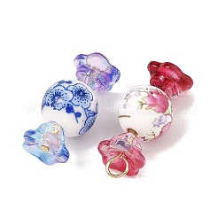 Electroplate Glass & Handmade Porcelain & 304 Stainless Steel Pendants&nbsp;PALLOY-JF05987