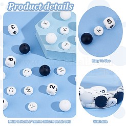 文字と数字をテーマにしたシリコンビーズセット56個  ミックスカラー  11.5~15x2~4.5mm  穴：2mm&nbsp;SIL-PH0001-32