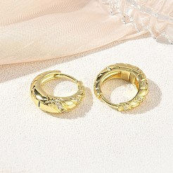Brass Micro Pave Cubic Zirconia Hoop Earrings&nbsp;KK-CBA30C7-15G