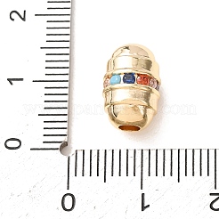 真鍮マイクロパヴェカラフルキュービックジルコニアビーズ  オーバル  ゴールドカラー  12x8mm  穴：3mm&nbsp;CU-CBADFF4-03G