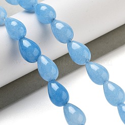 天然アクアマリン染めビーズ連売り  ティアドロップ  コーンフラワーブルー  12x8mm  穴：1.2mm  約33~34個/連  15.16~16.54''（38.5~42センチメートル）&nbsp;G-B106-A10-02