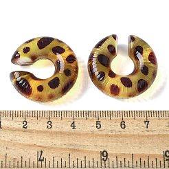 樹脂カボション  ヒョウ柄の模様で  文字C  29x29.5x10mm&nbsp;RESI-D300-05A