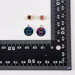 DIYジュエリー作りの発見キット  星座チャーム付き201ステンレススチールフラットラウンドを含む  304ステンレススチールラインストーンリンクコネクター  ミックスカラー  24個/箱&nbsp;DIY-SZ0009-09