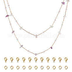 DIYネックレスジュエリーキット  天然アメジストチップとABSプラスチック模造真珠ビーズチェーンを含む  3mm  5~15x5~5.5x2~6mm  3 M&nbsp;DIY-TA0010-60