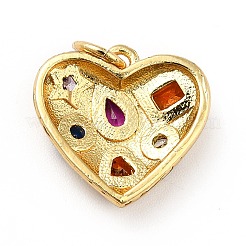 Brass Micro Pave Cubic Zirconia Pendants&nbsp;X-KK-H433-15G
