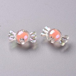 透明なアクリルビーズ  二層ビーズ  ABカラー  キャンディ  鮭色  9x17x8.5mm  穴：2mm  約960個/500g&nbsp;TACR-S152-03B-SS2109