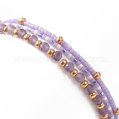 3Pcs 3 Style Natural Amethyst & Glass Seed Beaded Stretch Bracelets Set for Women&nbsp;BJEW-JB09171-05
