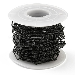 304ステンレススチールテクスチャペーパークリップチェーン  ハンダ付け  スプールで  電気泳動黒  20x4x1mm  約16.40フィート（5m）/ロール&nbsp;CHS-I020-03EB
