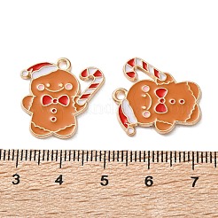 合金エナメルチャーム  クリスマステーマ  ライトゴールド  ジンジャーブレッドマン  20.5x20x1.3mm  穴：1.6mm&nbsp;X-ENAM-I061-01KCG-11