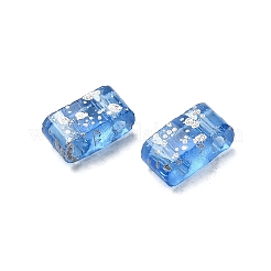 2穴透明ガラスシードビーズ  アンティークスタイル  長方形  ブルー  5x2.5x2mm  穴：0.7mm&nbsp;SEED-S023-30B-27