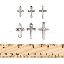 6個6スタイル304ステンレススチールペンダント  クロスチャーム  アンティークシルバー  20~33.5x13~20x2.5~4mm  穴：1.4~2mm  1個/スタイル&nbsp;STAS-FS0001-64