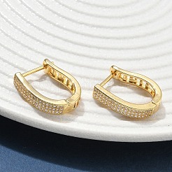 ブラスマイクロパヴェクリアキュービックジルコニアフープピアス  U字型  18KGP本金メッキ  20x16.5x4mm&nbsp;EJEW-C182-07D-G