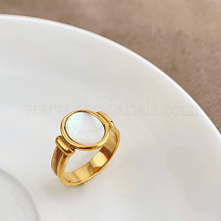 Retro Fashionable 304 Stainless Steel and Shell Finger Rings&nbsp;FS-WG8030D-05
