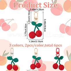 6Pcs 3 Colors Cherry Wool Knitting Pendant Decorations&nbsp;HJEW-CP0001-06