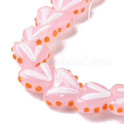 Heart Handmade Lampwork Beads Strands&nbsp;LAMP-G150-01D