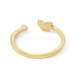 Ion Plating(IP) 304 Stainless Steel Butterfly Shell Cuff Ring for Women&nbsp;RJEW-C060-08G