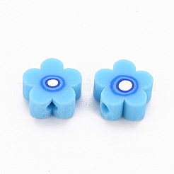手作り樹脂粘土ビーズ  ジュエリー工芸用品のDIY用  花  ミックスカラー  9~10x9~10x4~5mm  穴：1.8mm&nbsp;CLAY-N008-010