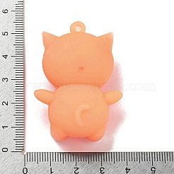 PVC 3D プラスチックペンダント  キーホルダーバッグ吊り下げ飾り  猫の形  オレンジ  47x34x19mm  穴：2.5mm&nbsp;PVC-L002-07A