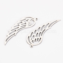 変色しない304ステンレススチールペンダント  レーザー切断  ウイング  ステンレス鋼色  43x13.5x1mm  穴：1.4mm&nbsp;LS-STAS-S116-192P