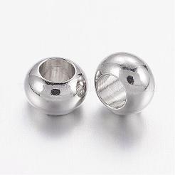 真鍮製スペーサービーズ  カドミウムフリー＆鉛フリー  ロンデル  プラチナカラー  サイズ：直径約6mm  厚さ4mm  穴：3mm&nbsp;KK-Q083-N
