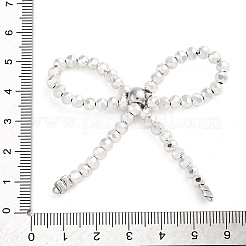 合金と電気メッキガラスの蝶結びシャンデリア部品リンク  プラチナ  50x55x7mm  穴：1mm  ビーズ：3~3.5mm&nbsp;PALLOY-D359-01
