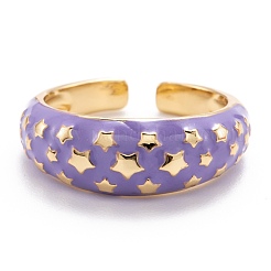 Brass Enamel Cuff Rings&nbsp;RJEW-I077-14G
