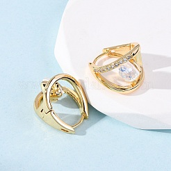 Heart Brass Micro Pave Cubic Zirconia Hoop Earrings&nbsp;EJEW-F384-12G