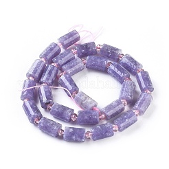 天然レピドライト/パープルマイカストーンビーズ連売り  コラム  11.8~12x7.5~8mm  穴：0.8mm  約26個/連  15.5インチ（39.6cm）&nbsp;G-F653-21