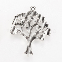 合金のチベット風チャーム  ツリー  カドミウムフリー＆鉛フリー  アンティークシルバー  33x25x2mm  穴：2mm&nbsp;X-TIBEP-Q064-44AS-RS