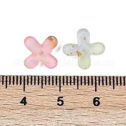 金属で編んだアクリルビーズキャップ  花  カラフル  11.5x11.5x3mm  穴：1.5mm  約384個/50g&nbsp;X-OACR-G044-01A