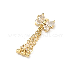 Brass Micro Pave Clear Cubic Zirconia Pendants&nbsp;KK-D228-02G-01