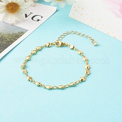 Brass Heart Link Chains Bracelets&nbsp;BJEW-JB06544