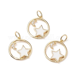 Rack Plating Brass Micro Pave Clear Cubic Zirconia Pendants&nbsp;ZIRC-CJC0001-02G